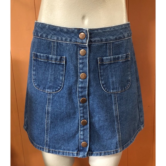 Brandy Melville Snap Front Denim Mini Skirt, 27 - Picture 2 of 11